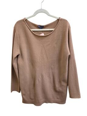 Good M tan Democracy sweater